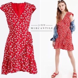 J.Crew Mercantile Red Dress Faux Wrap Dress Size 4 in excellent condition
